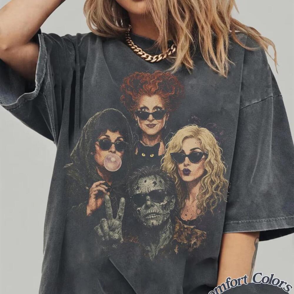 Retro Halloween Hocus Pocus Portrait Selfie S Shirt, Hocus Pocus Sanderson